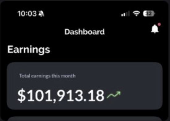 $101,913, earned in one month