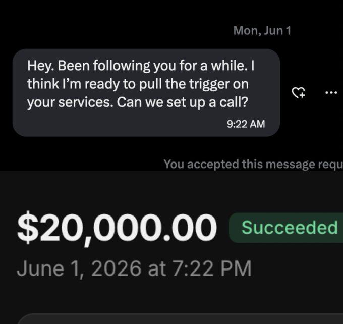 $20,000, same day, from one DM
